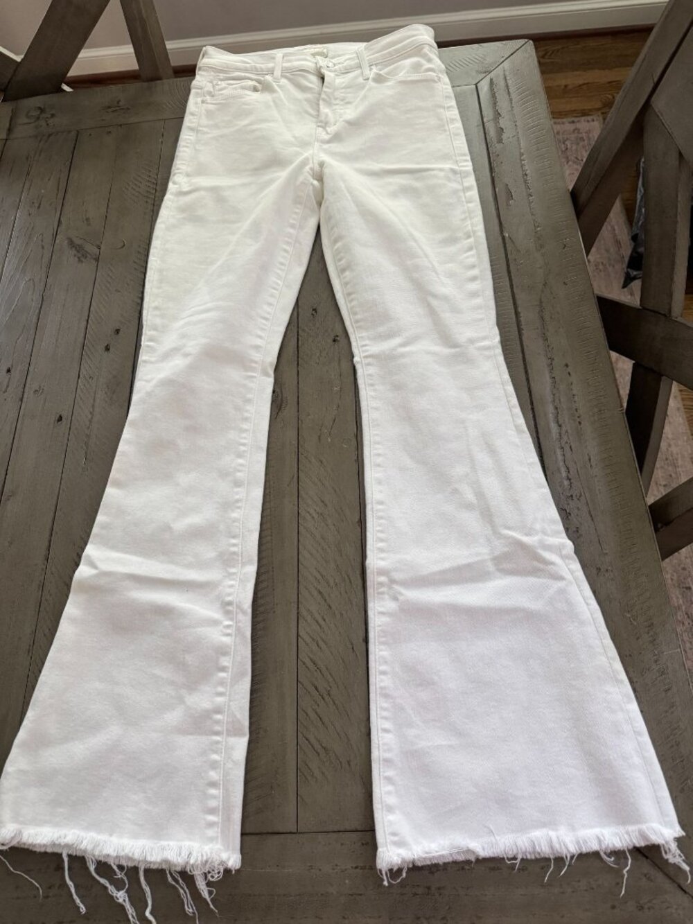 Mother The Weekender Fray Fairest Of Them All White Flare Size 25
